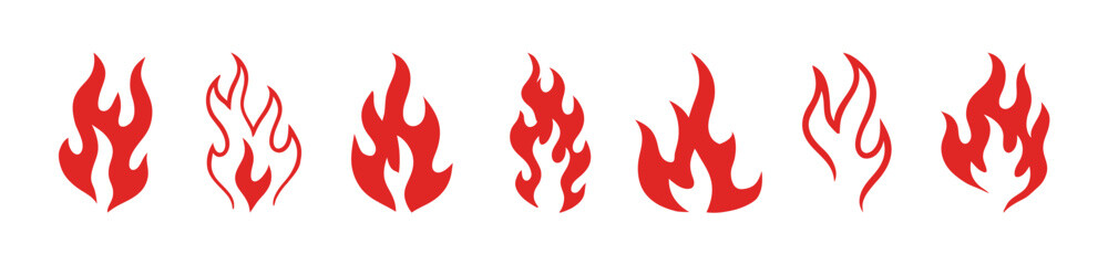 Flat Red Flame Icons