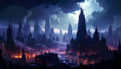 Obraz premium Dark and Oppressive Cityscape in a Nightmare State with Unsettling Details