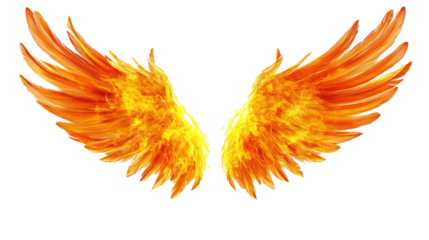 Fiery Wings of Freedom: A Digital Painting of Flaming Wings on Black Background