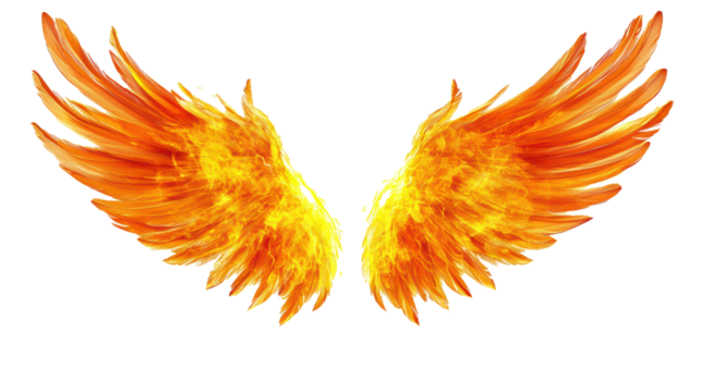 Fiery Wings of Freedom: A Digital Painting of Flaming Wings on Black Background