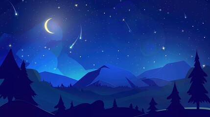 Fototapeta premium Enigmatic Dark Blue Space Backdrops: Starry Night Sky Vistas for Timeless Celestial Design