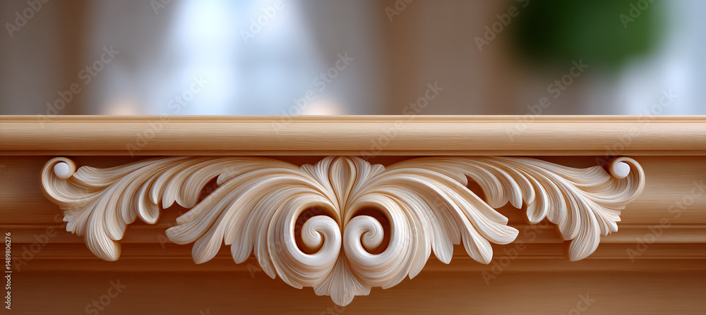 Poster soft light highlighting the intricate carvings and smooth finish of a handcrafted wooden object