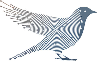 Fingerprint to Bird Abstract Vector Design