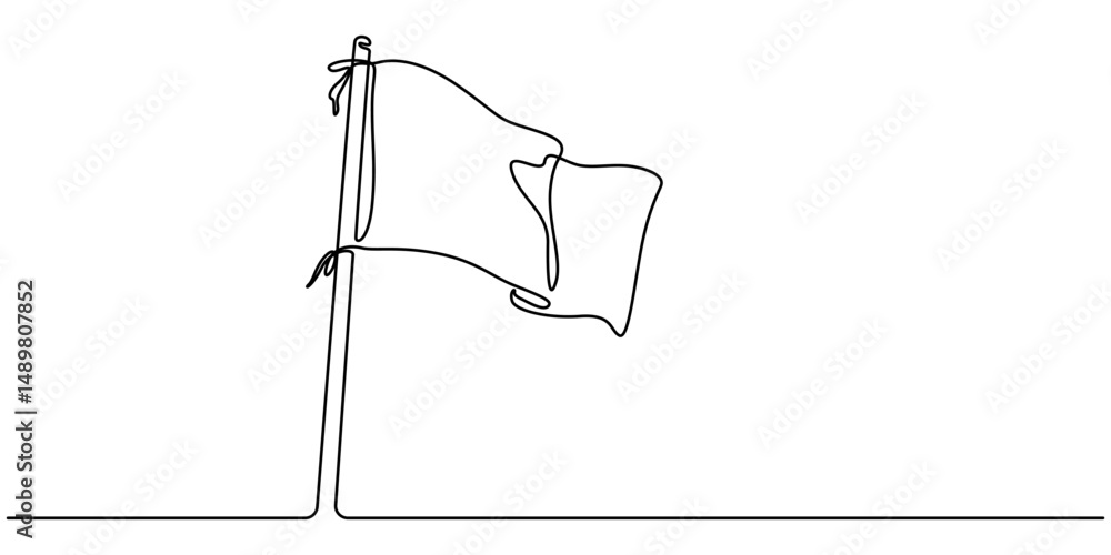 Aufkleber continuous one line empty, white flag drawing. flag vector illustration on white background, one lin