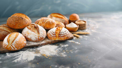 Various types of freshly baked artisanal bread displayed on a rustic table, highlighting craftsmanship and the beauty of traditional baking.