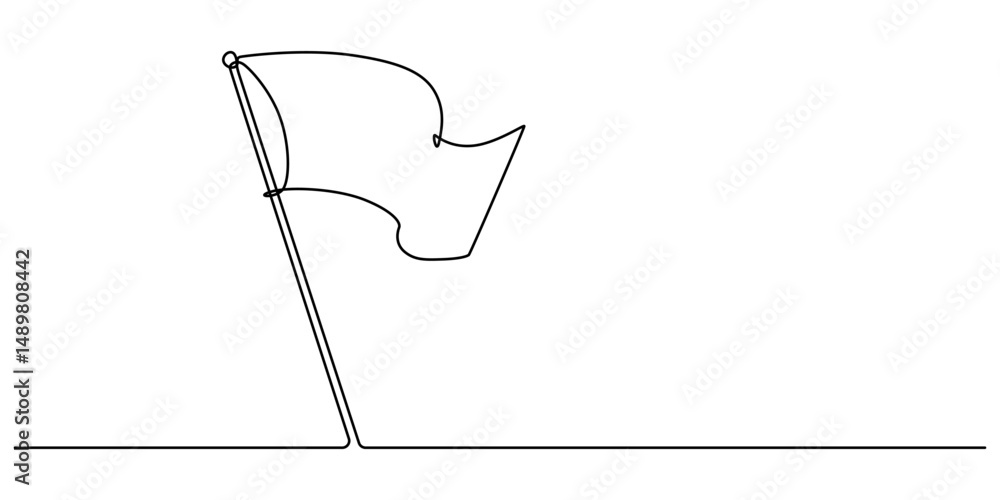 Aufkleber continuous one line empty, white flag drawing. flag vector illustration on white background, one lin
