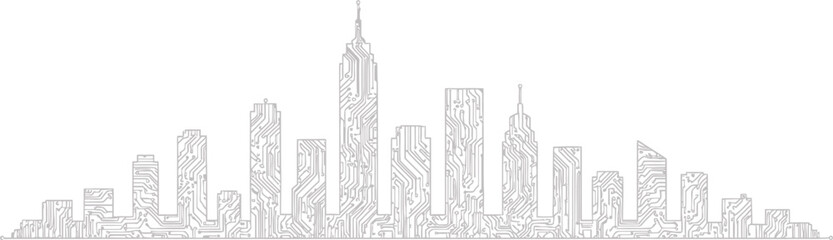 Minimalist Circuit City Skyline