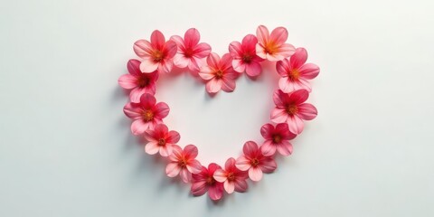 A delicate arrangement of pink blossoms forming a heart shape on a light background, symbolizing affection and springtime romance