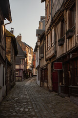 Charming street in Honfleur, Normandy, France