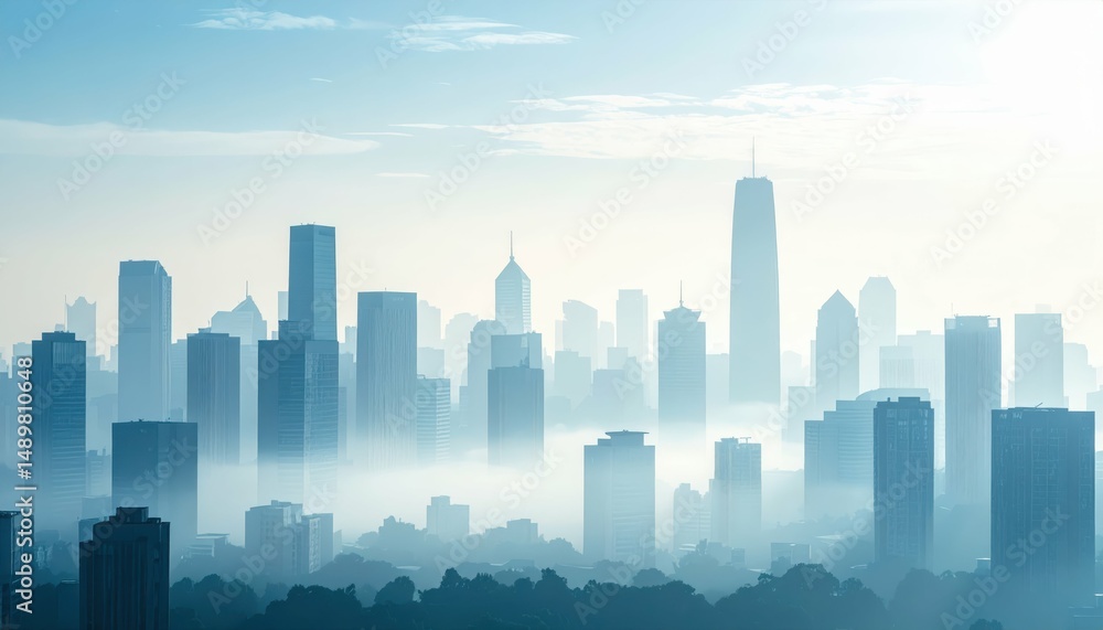 Aufkleber atmospheric cityscape with hazy distant elements and soft perspective