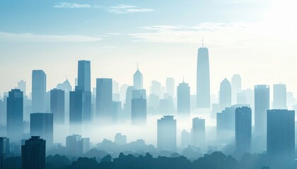 Naklejka premium Atmospheric Cityscape with Hazy Distant Elements and Soft Perspective