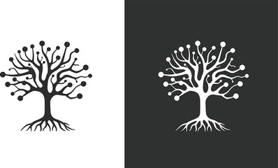 Neural Network Tree - Minimalist Vector Design