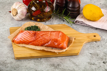 Piece of cut salmon fillet