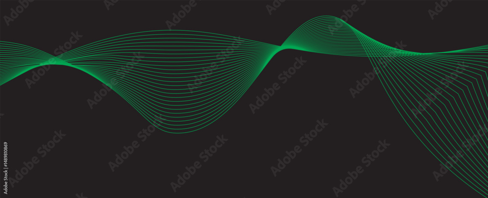Poster dark abstract background with glowing wave. shiny moving lines design element. elegant dynamic wavy 