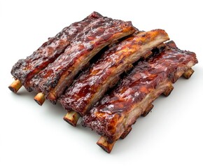 Tender, glazed ribs piled high.  A delicious, BBQ feast