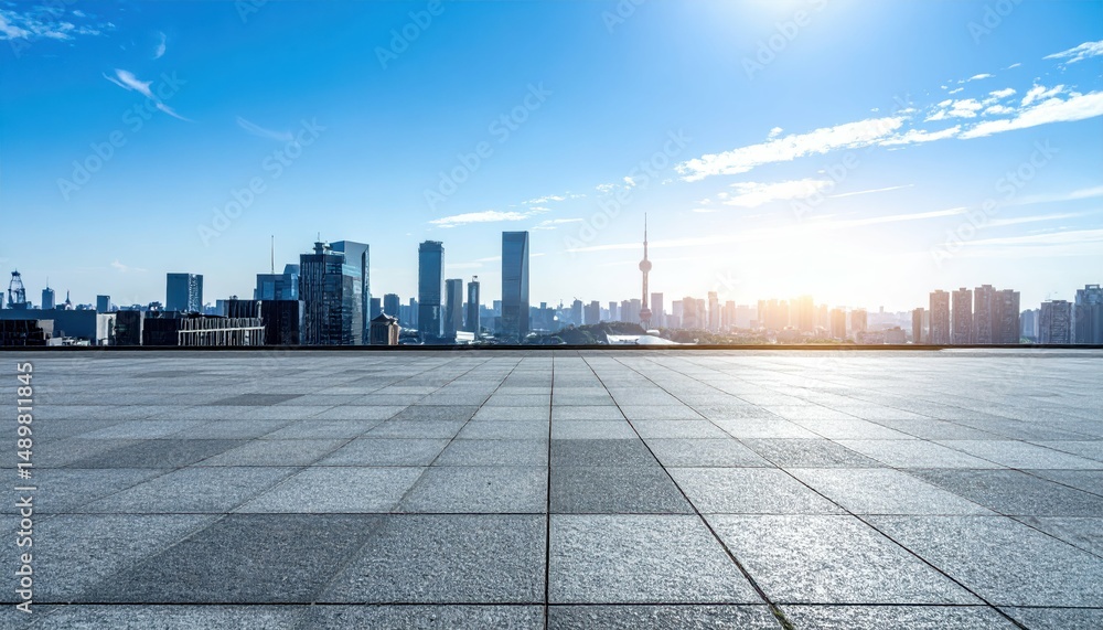 Poster cityscape highlighting negative space with emphasis on structures