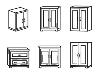 Storage Cabinet line art vector illustration