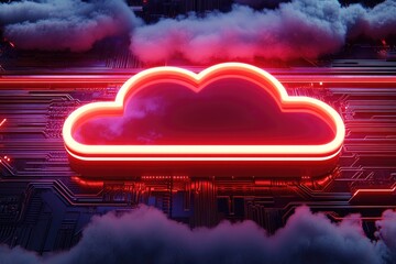 Neon cloud over circuit board