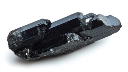 Dark, lustrous, black tourmaline cluster