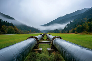 Oil pipeline in green landscape