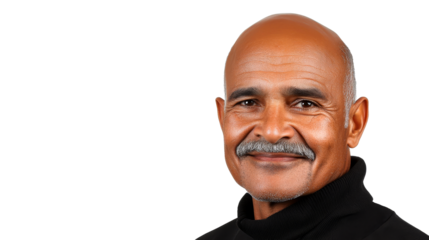 Smiling mature Asian man portrait looking at camera, cut out transparent