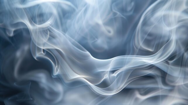 Abstract swirling smoke patterns in shades of white and blue creating an ethereal atmosphere look