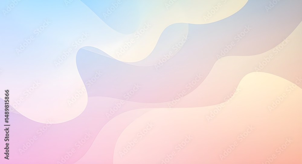 Poster soft pastel gradient background with abstract wavy shapes | gentle blended colors for website header
