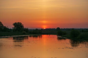sunset over the river