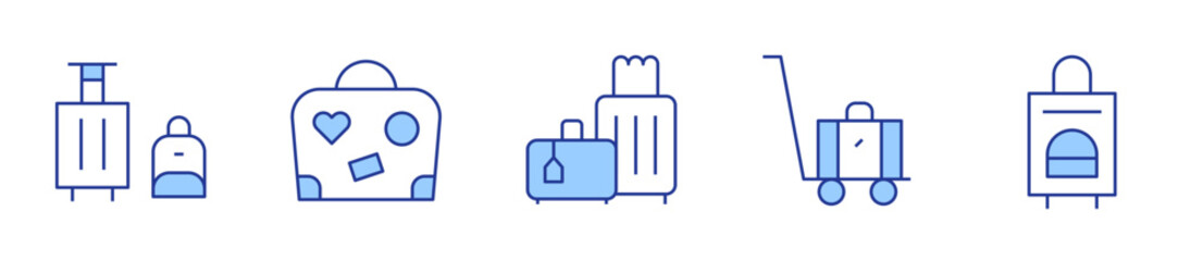 baggage, suitcase, suitcases, travel. Luggage Icon vector illustration. Line Duotone style. Editable stroke