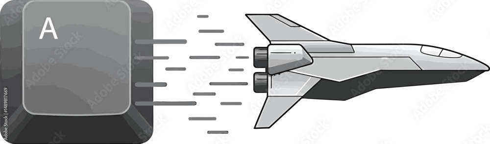 Poster keyboard key to spaceship vector design