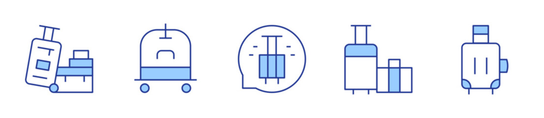 luggage cart, baggage, travel, luggage. Luggage Icon vector illustration. Line Duotone style. Editable stroke