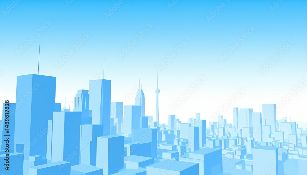 Poster cityscape design using negative space to enhance perception of scale
