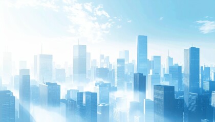 Obraz premium Cityscape with Emphasis on Negative Space and Building Scale
