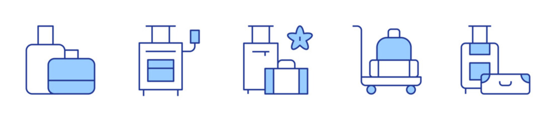 suitcase, trolley, luggage, baggage. Luggage Icon vector illustration. Line Duotone style. Editable stroke