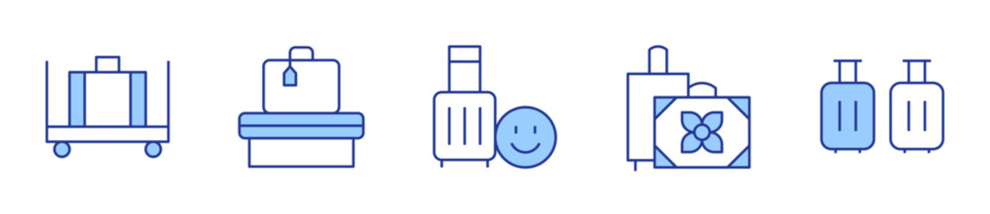 travel, luggage, baggage, briefcase. Luggage Icon vector illustration. Line Duotone style. Editable stroke