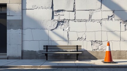 Blank Urban Wall Mural with Sunlight for Mockup or Design Display