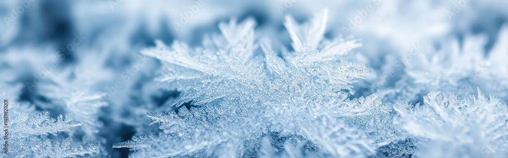Poster delicate frost patterns on a smooth glass surface creating an ethereal winter atmosphere