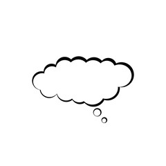 Think flat icon. Thought cloud icon isolated on white background
