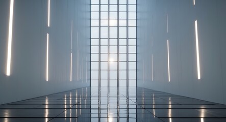 Architectural Abstraction with Light and Reflection, Modern Interior Design.