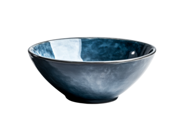 Stylish blue ceramic bowl, tabletop kitchenware, food photography, cut out transparent