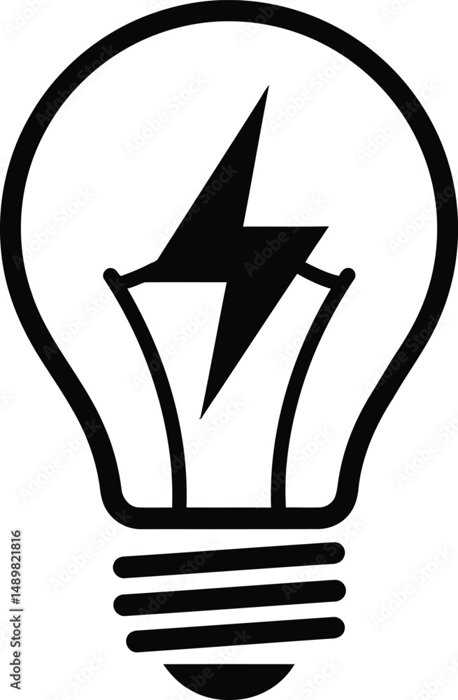 Poster minimalist lightbulb with lightning vector