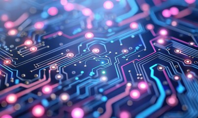 Obraz premium Illuminated Circuit Board, Tech Background, Data Flow, Abstract Technology, Website Header