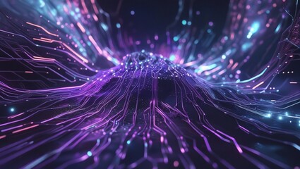 Abstract Technology Background with Glowing Neural Lines