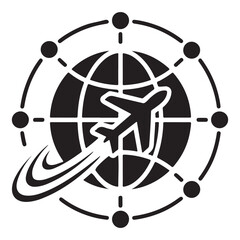 Airplane Around Networked Globe