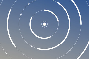 Abstract futuristic geometric background. Spiral technology background of circular lines and dot connections. Big data transmission, internet network, communication system backdrop.