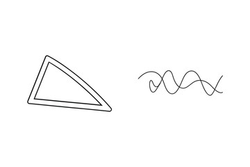 Minimalist black outline triangle and wavy line art on white background design