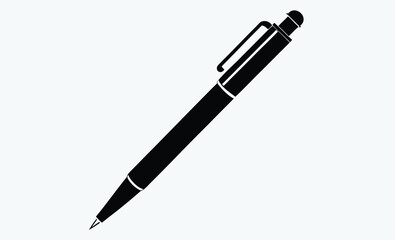 Pen vector icon, Writing pen silhouette, Black ink pen
