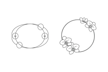 Elegant black and white floral and geometric frames for invitations and decorative designs