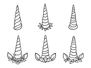 Unicorn Horn line art vector illustration
