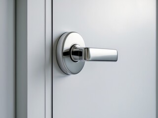 Modern Door Handle with Polished Chrome Finish, Minimalist Interior Design Element.